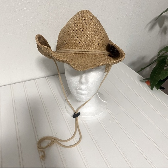 Source Unknown Accessories - Authentic Brand RACKHAT STRAW with Drawstring Logo Tan (“ Just Add Dirt”) OS